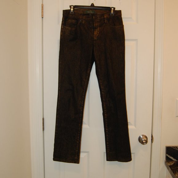 LRL Ralph Lauren Women's Bronze/Black Metallic Look Straight Jeans Size 6 - Picture 1 of 12